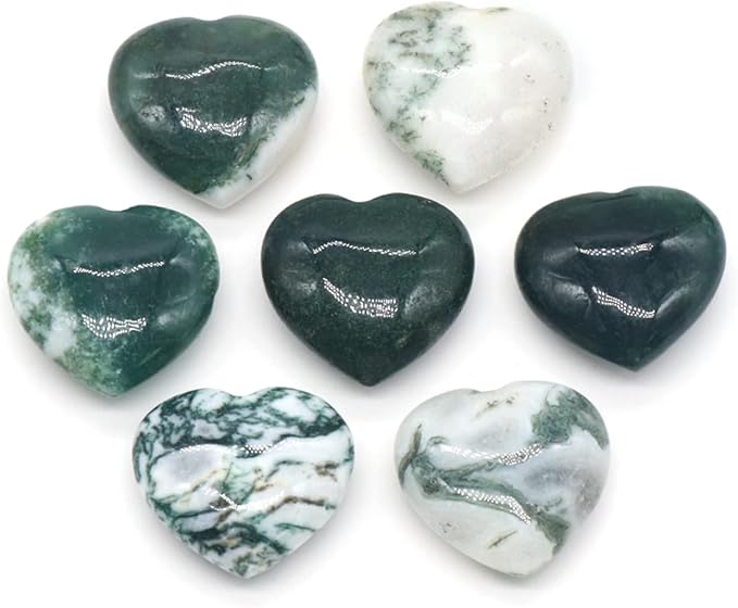 LE SKY 20 Pcs Natural Decorative Stones No Hole Heart Shape Healing Crystal Agate Chakra Beads for Home Jewelry Ornament
