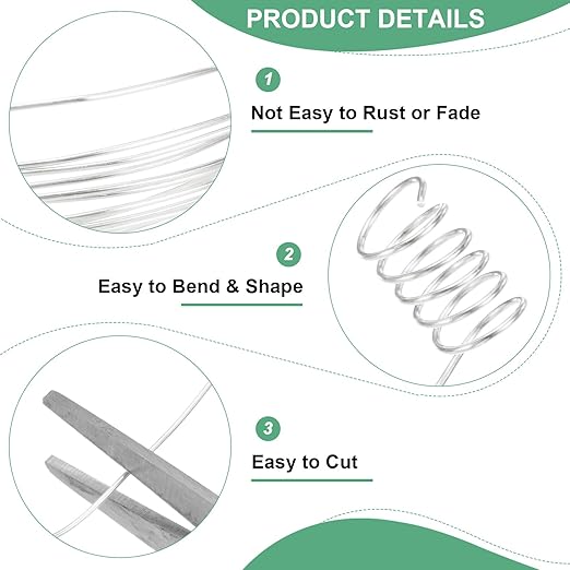 0.8 mm/20 Gauge Copper Wire for Jewelry Making, 7.5FT Copper Beading Craft Wire for Jewelry/Weaving/DIY Crafting/Planting, Color-Retaining [2.3 M, Bright Silver]