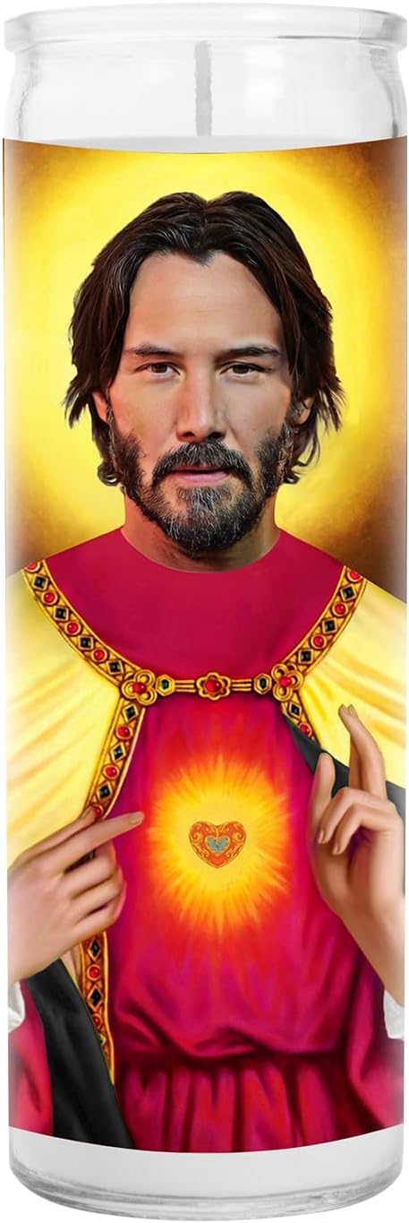 Keanu Celebrity Funny Candle – Reeves Wick Neo Votive Candle – Unique Gift for Matrix John Bill and Ted Action Movie Lovers – Home Decor Collectible for Living Room & Office - 8 Inch
