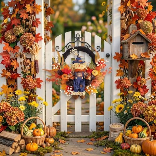 valery madelyn 24" collapsible scarecrow doll fall wreath, package contents