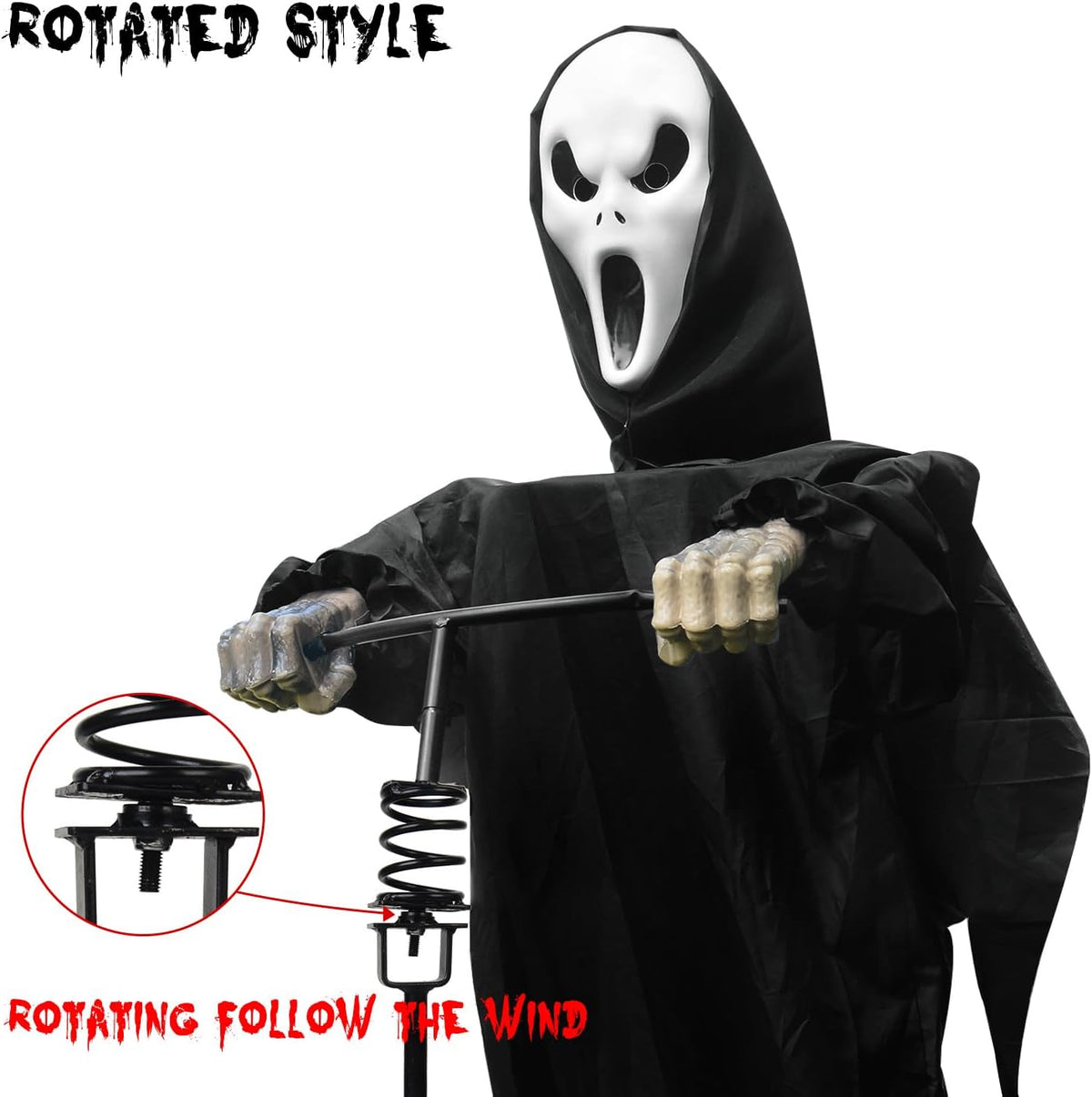 larpgears halloween scarecrow ghost outdoor decorations, 7.5ft halloween, close-up detail