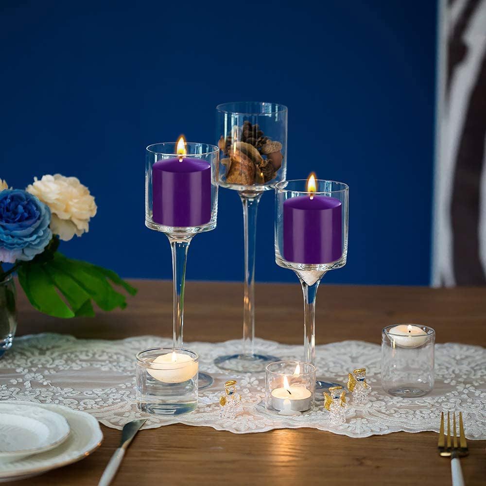 9 Packs Purple Votive Candles, Unscented Small 1.5 Inch by 1.25 Inch Dripless Colored Wax Votive for Home Holiday Party Table Decor - 8 Hour Burn Time