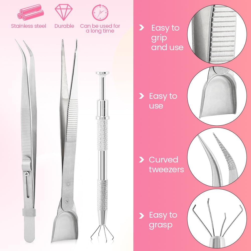 4pcs Sprinkles Tools for Cake Decorating, 4 Claw Sprinkle Pen Pearl Grabber Cakes Tweezers Pearl Sprinkle Spoon with Shovel Head Spoon for Cakes Ice Cream Baking