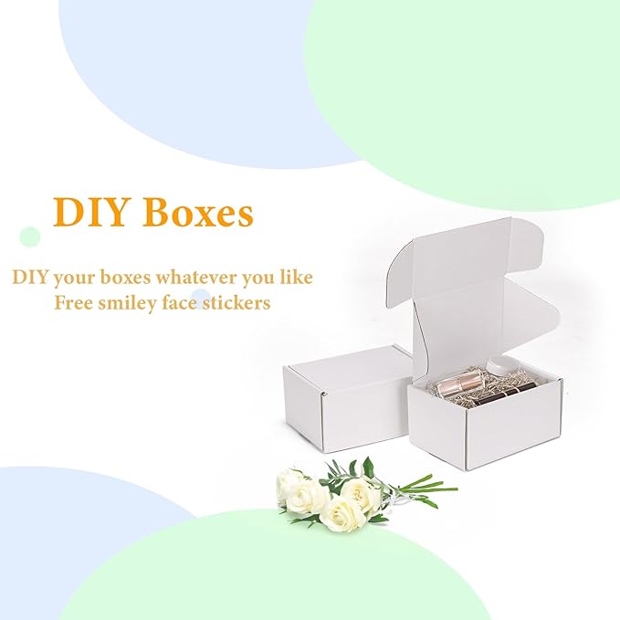 MEBRUDY 6x4x3 Inches Shipping Boxes Pack of 50, Small Corrugated Cardboard Box for Mailing Mailer Packing, White