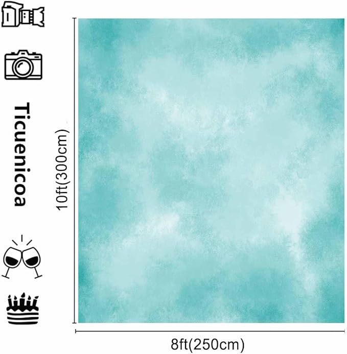 8x10ft Aqua Abstract Solid Photography Backdrops Gradient Portrait Photo Booth Background for Photographyer