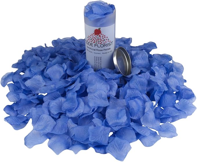 CODE FLORIST 1500 PCS Light Blue Silk Rose Petals for Valentine's Day,Romantic Night,Wedding,Proposal Anniversary Flower Decorations(Separated,Scented)