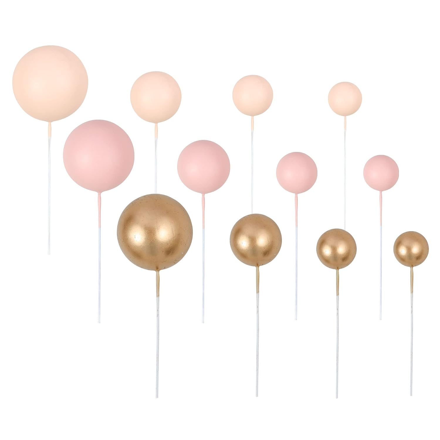 Gyufise 30Pcs Ball Cake Topper Ball Cake Picks Colorful Pearl Ball Shaped Cupcake Insert Cake Topper for Bear Theme Birthday Party Favors Wedding Decoration Supplies Apricot Gold Light Brown