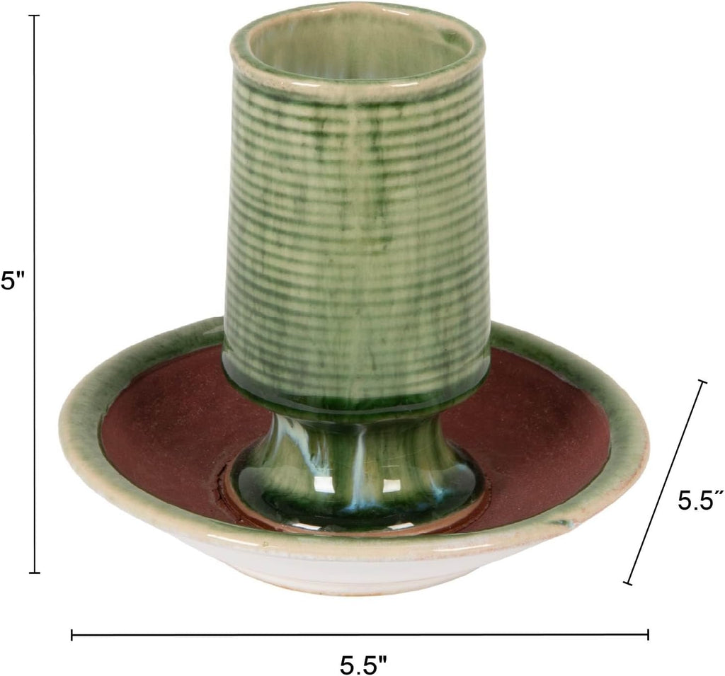 Creative Co-Op Stoneware Match Holder with Striker Plate, Reactive Glaze, Green (Each One Will Vary)