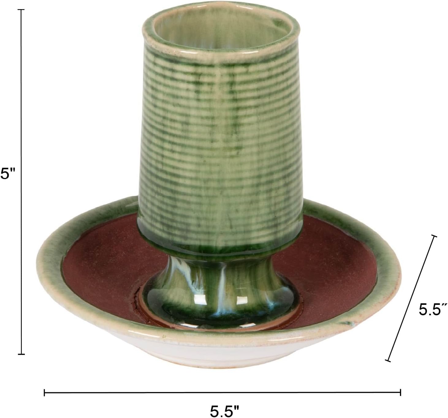 Creative Co-Op Stoneware Match Holder with Striker Plate, Reactive Glaze, Green (Each One Will Vary)