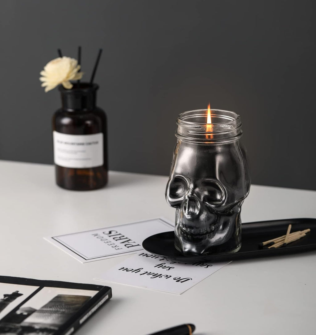 Gothic Skull Candle, Large Skull Candle Halloween Gothic Decorations for Home Table Bar Indoor Room,Scary Halloween Decorations Indoor Black