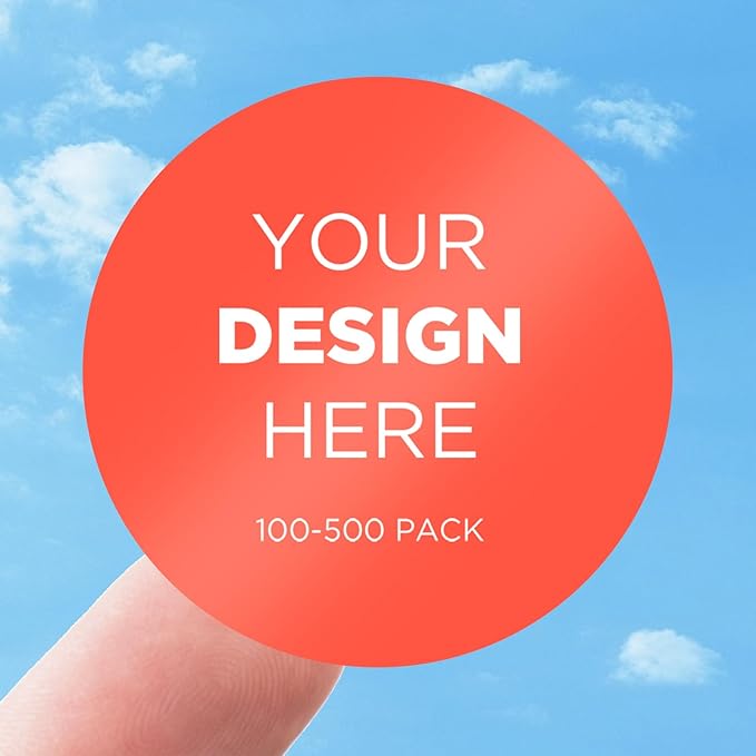 Custom Stickers Personalized Labels - Customized Stickers with Any Design Image Logo Text,Custom Stickers for Business Logo,Custom Thank You Label Stickers,100 Labels (Scalloped,5.5"x5.5")