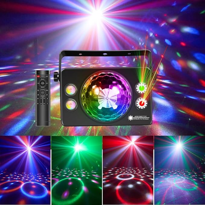 Disco Ball Light Party Lights DJ Disco Lights LED Stage Strobe Light Sound Activated with Remote Control for for Parties Xmas Club Bar Gift Birthday Rave Holiday Christmas Dance Room