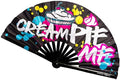 Kandies World Custom Festival Folding Hand Fan - Unique Designs, Made of Bamboo, Clacking Sound, Lightweight - Perfect Rave and Festival Accessory! (Cream Pie)
