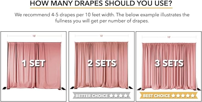 AK TRADING CO. 10 feet x 8 feet IFR Polyester Backdrop Drapes Curtains Panels with Rod Pockets - Wedding Ceremony Party Home Window Decorations - Purple