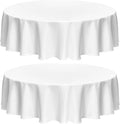 Fitable Faux Linen Round Tablecloths 60 Inches - 2 Pack Textured Table Clothes Faux Burlap Table Covers for Kitchen, Dining Room, Party, Farmhouse, Outdoor (Great for 20"-48" Round Tables, White)