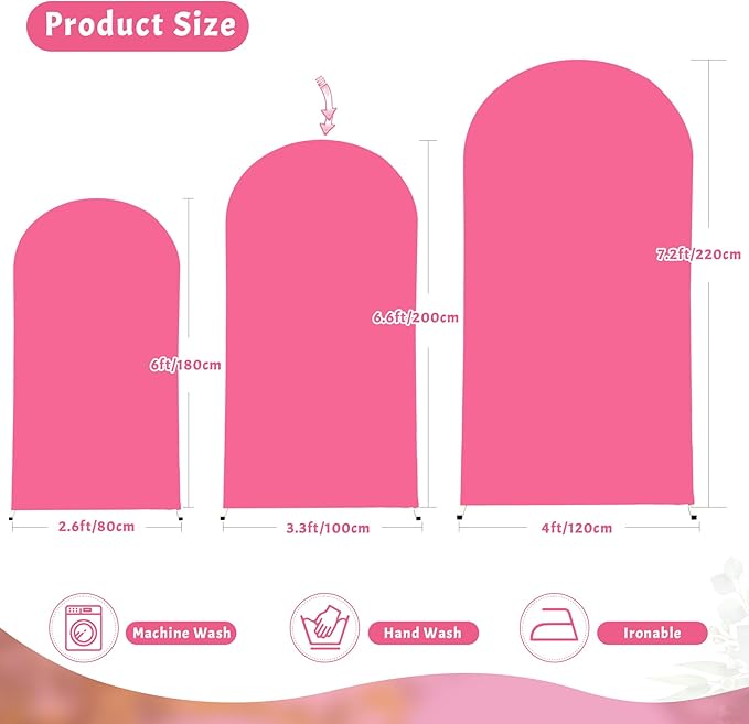 6.6FT Fuchsia Arch Backdrop Cover - Polyester Fitted Wedding Arch Stand Covers Round Top Chiara Arch Backdrop Cover for Birthday Party Banquet Photo Background Decoration