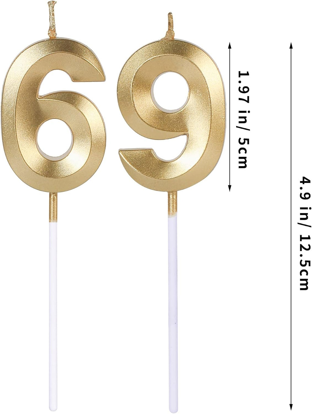 Gold 69th & 96th Birthday Candles for Cakes, Number 69 96 Candle Cake Topper for Party Anniversary Wedding Celebration Decoration
