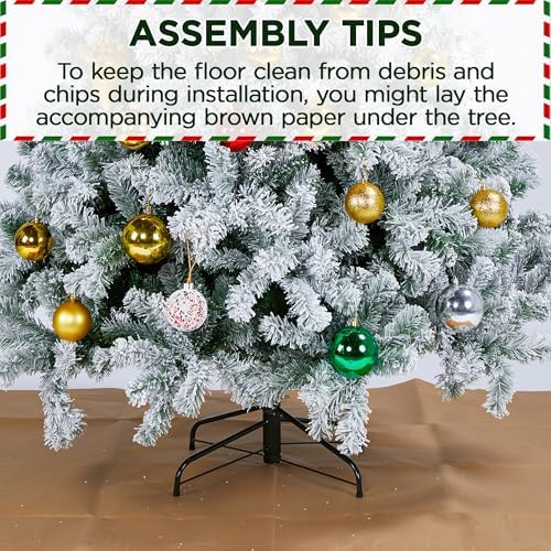 yaheetech 9ft pre-lit snow flocked pencil christmas tree on a desk or shelf