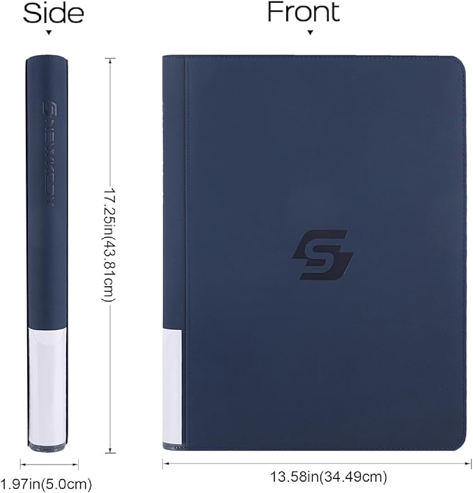 Snekdy premium 1024-pocket trading card binder, 16-pocket cards album, waterproof PU-leather Cover album with side loading, holds gaming, baseball, basketball & sports cards (Blue)