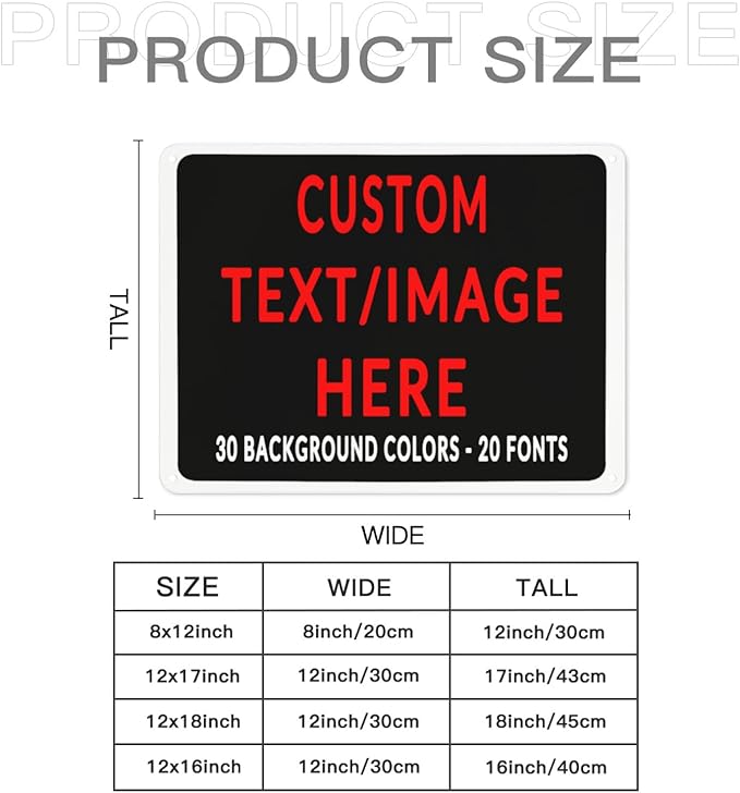 Custom Sign Personalized Custom Metal Sign, Customize For Office, Business, Workplace, Office, Home, Delivery Signs 12x18