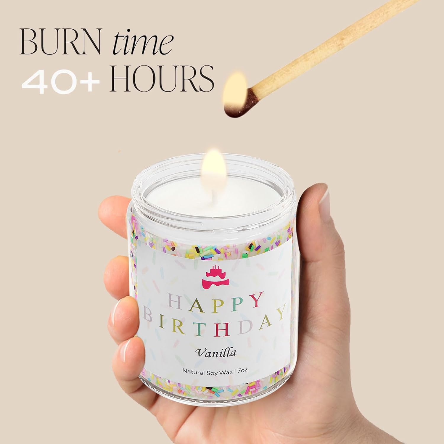 Lihome Happy Birthday Candle - Birthday Gifts for Women, Men, Mom, Dad, Sister, Teacher, Friends - Best Gifts for Ideas, Natural Soy Wax Vanilla Scented Candles