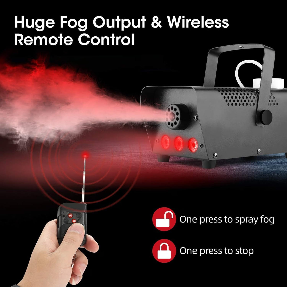 Fog Machine Smoke Machine with LED Lights and 12 Color Light Effects