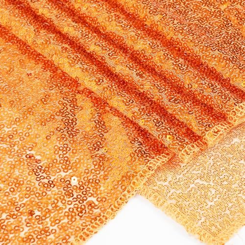 PartyDelight Orange Sequin Tablecloth 90x132 Inch Rectangular