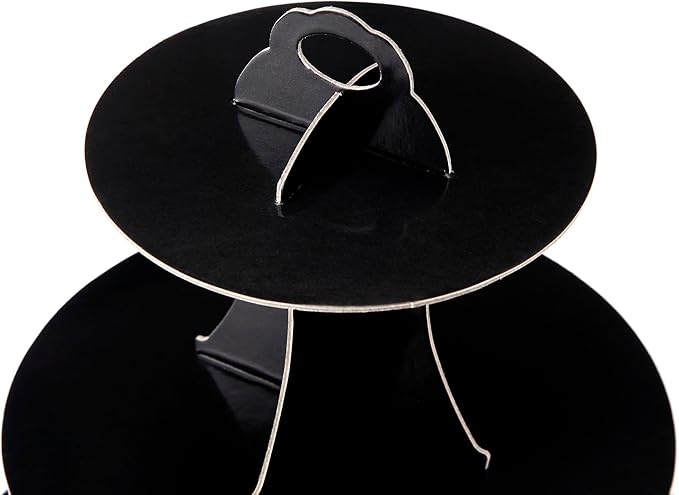 3-Tier Cupcake Stand, Cake Stand holder, Tiered DIY Cupcake Stand Tower for Dessert Table Displays, Birthday Theme Party Favors Decoration, Floral Tea Party, 12" W x 12.8" H, Black