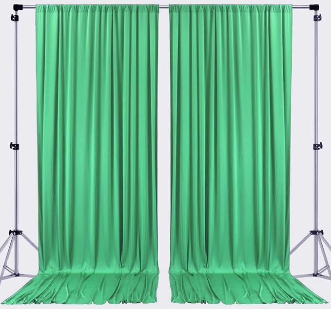 AK TRADING CO. 10 feet x 10 feet Polyester Backdrop Drapes Curtains Panels with Rod Pockets - Wedding Ceremony Party Home Window Decorations - Kelly Green