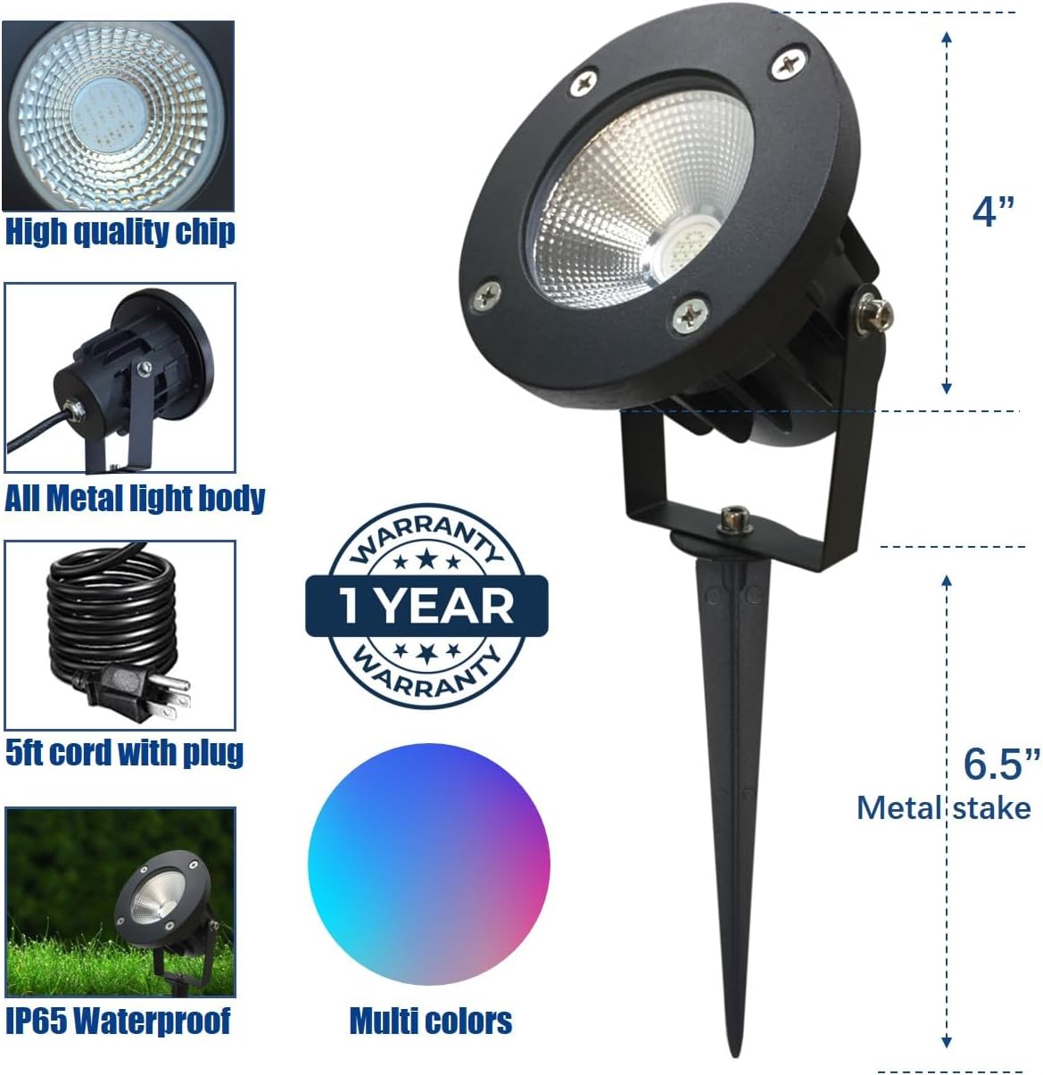 TOVEENEN 25W Color LED Outdoor Landscape Spotlight with Strobe Lighting - Wat...