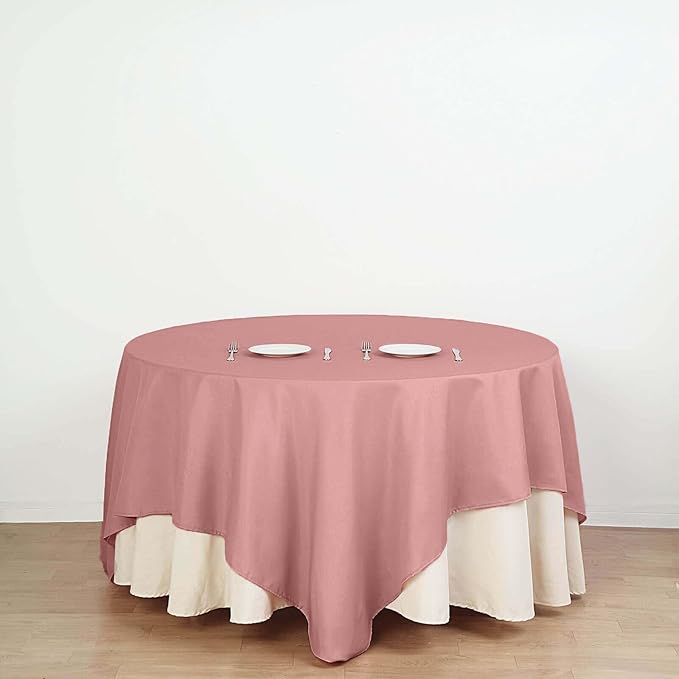 Efavormart 90" Dusty Rose Wholesale Linens Polyester Square Linen Tablecloth for Kitchen Dining Catering Wedding Birthday Party Events