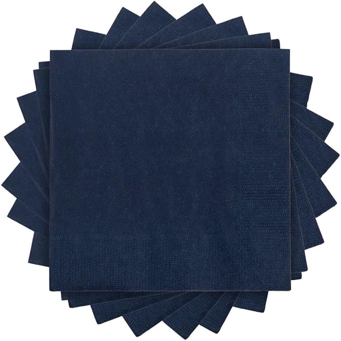 JAM PAPER Small Beverage Napkins - 5 x 5 - Navy Blue - 50/Pack