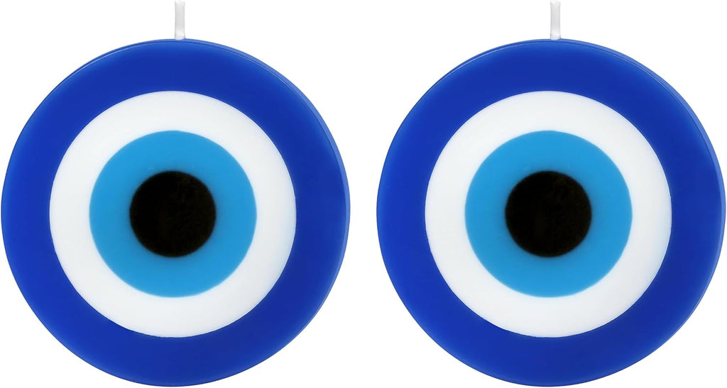 PROSPERRO LUMO by Parkash Candles Blue Evil Eye Candle Gift Nazar Home Decor Handmade Candles Desk Sculpture Decoration for House || Bedroom || Living Room || Set of 2 (Evil Eye - Round)