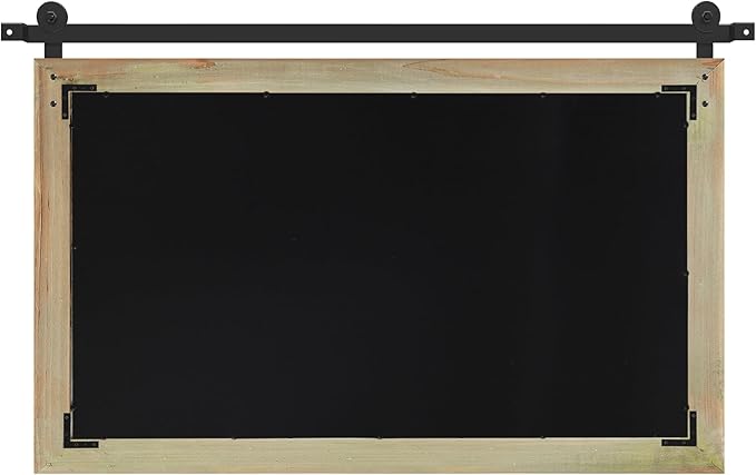 COGOOD Farmhouse Barn Door Mirror - 41 x 26 Rustic Wood Framed Wall Mirror for Bathroom, Living Room, Entryway Wall Decor (Burlywood)