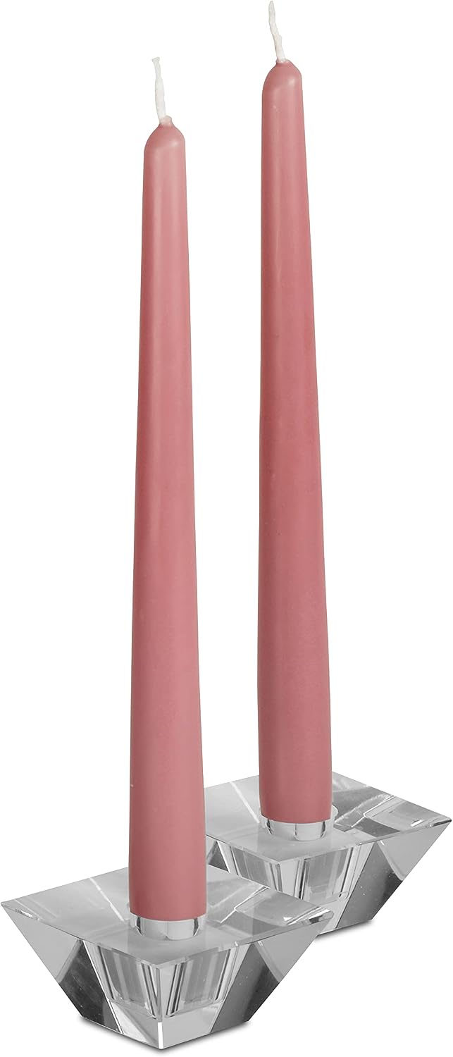 Hyoola Tall Taper Candles - 10 Inch Rose Pink Unscented Dripless Taper Candles - 8 Hour Burn Time - 4 Pack
