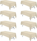 BRILLMAX 8 Pack Beige Tablecloths for 8 Foot Rectangle Tables 60 x 126 Inch - 8ft Rectangular Bulk Linen Polyester Fabric Washable Cloth Cover for Wedding Reception Banquet Birthday Party