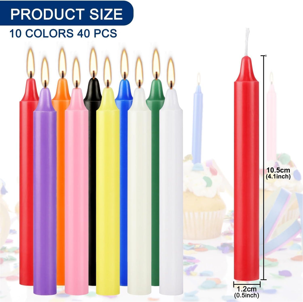 YOROXRG 40 Pack Spell Chime Candles-4 Inch Multi-Colored Taper Candles Sticks-for Home Decor Kitchen Decor Wedding Decoration-10 Colours