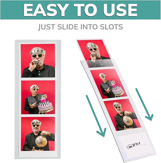 pbf PHOTO BOOTH FRAMES 2x6 Magnetic Picture Frames for Refrigerator | 2 x 6 Clear Magnetic Vinyl Frames for Photo Strips for Fridge (200-Pack)