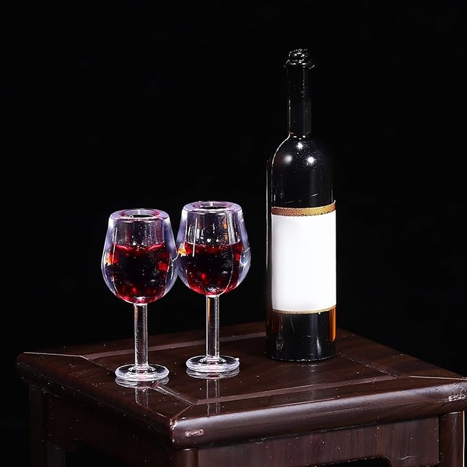 NUOBESTY Mini Bottles 18Pcs Dollhouse Champagne Set Miniature Red Wine Bottle Mini Cocktail Glasses Drink Cups for Dollhouse Decoration Mini Wine Bottles
