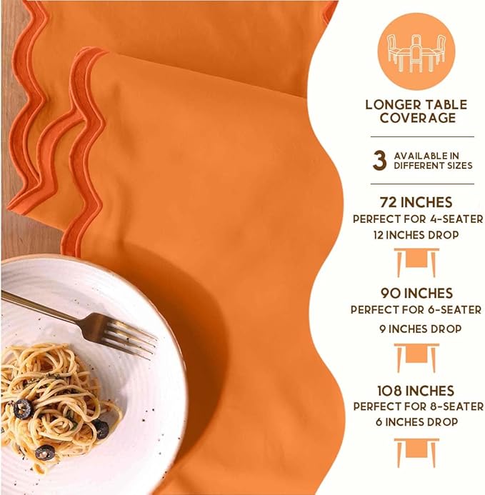 Folkulture Table Runners | Fall Table Runner 108 inches Long | 100% Cotton Table Runner for Fall Decor or Boho Decor | Orange Table Runners for Dining Room | Thanksgiving Decorations for Home