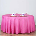 Efavormart Round Tablecloth, 120 Inch Stain & Wrinkle Resistant Washable Table Cloth, Decorative Polyester Fabric Table Cover for Banquet, Wedding, Dining - Fushia