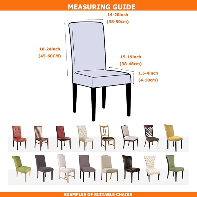 Stretchy Parson Chair Slipcovers for Dining Room Chair seat Covers Chair Protectors for Party Pet Protection Universal Fit Soft Polyester (Set of 4, Geometric)