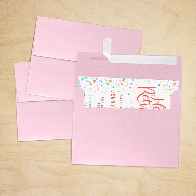 LUXPaper A7 Invitation Envelopes | Peel & Press | 5 1/4" x 7 1/4" | Rose Quartz Metallic | 80lb. Text | 50 Qty