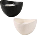 2 Pcs Ceramic Candle Container, Black & White Ingot-Shaped Farmhouse Style, 4 x 2.6 in / 10.2 x 6.5 cm Rustic Bowl Shape Candle Holder, DIY Candle/Aroma Diffuser, Home Decor
