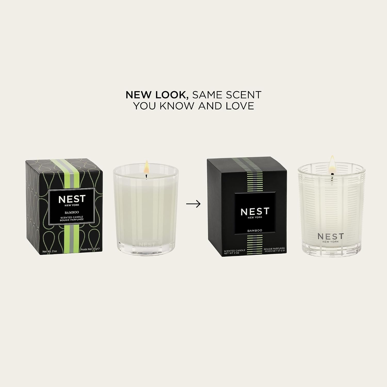 NEST New York Scented Votive Candle, Bamboo - 2 oz - Up to 28-Hour Burn Time - Reusable Glass Vessel