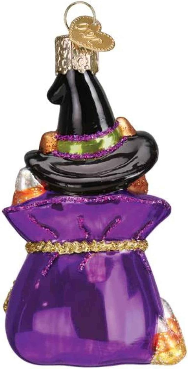 Old World Christmas Trick-or-Treat Kitty Glass Blown Ornament for Christmas Tree, Handcrafted Holiday Decoration, Halloween Collection