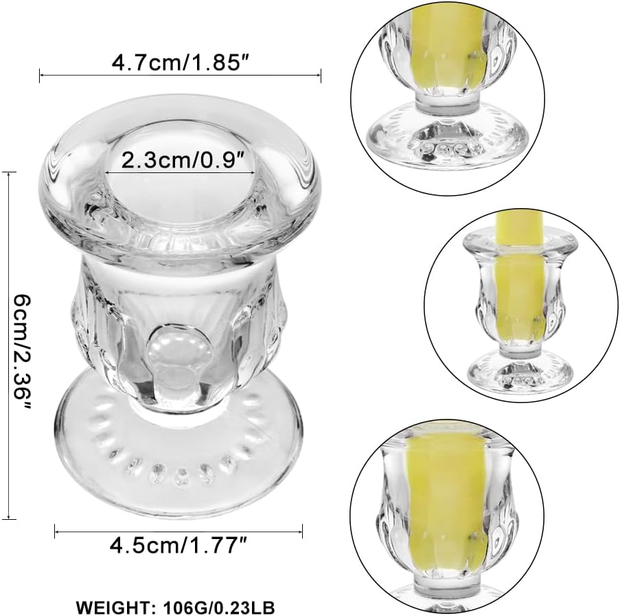 Glass Taper Candle Holder Set of 6 - Clear Crystal Candlestick Holders for Tapered Candles, Elegant Candle Stick Holder Set for Wedding Party Christmas Thanksgiving Festival (6, Transparent)