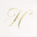 Gift Boutique 100 Gold Monogram Cocktail Napkins Letter H Disposable Paper Pack Elegant Metallic Golden Foil Hand Napkin for Powder Room Wedding Holiday Birthday Party Baby Shower Decorative Towels