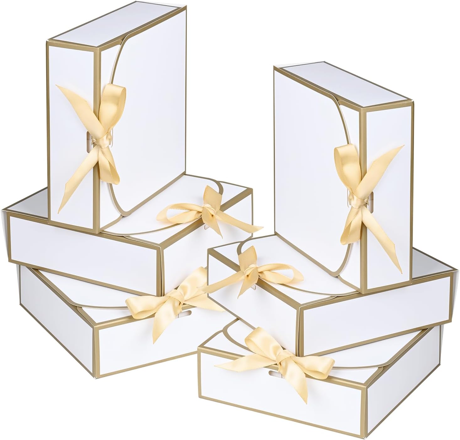 WLUSEAXI 10Pack Small Gift Boxes, 6.5''x6.5''x2'' White Gift Boxes with Ribbon, Small Boxes for Gifts Birthday Wedding Party Valentine's Day Mother's Day