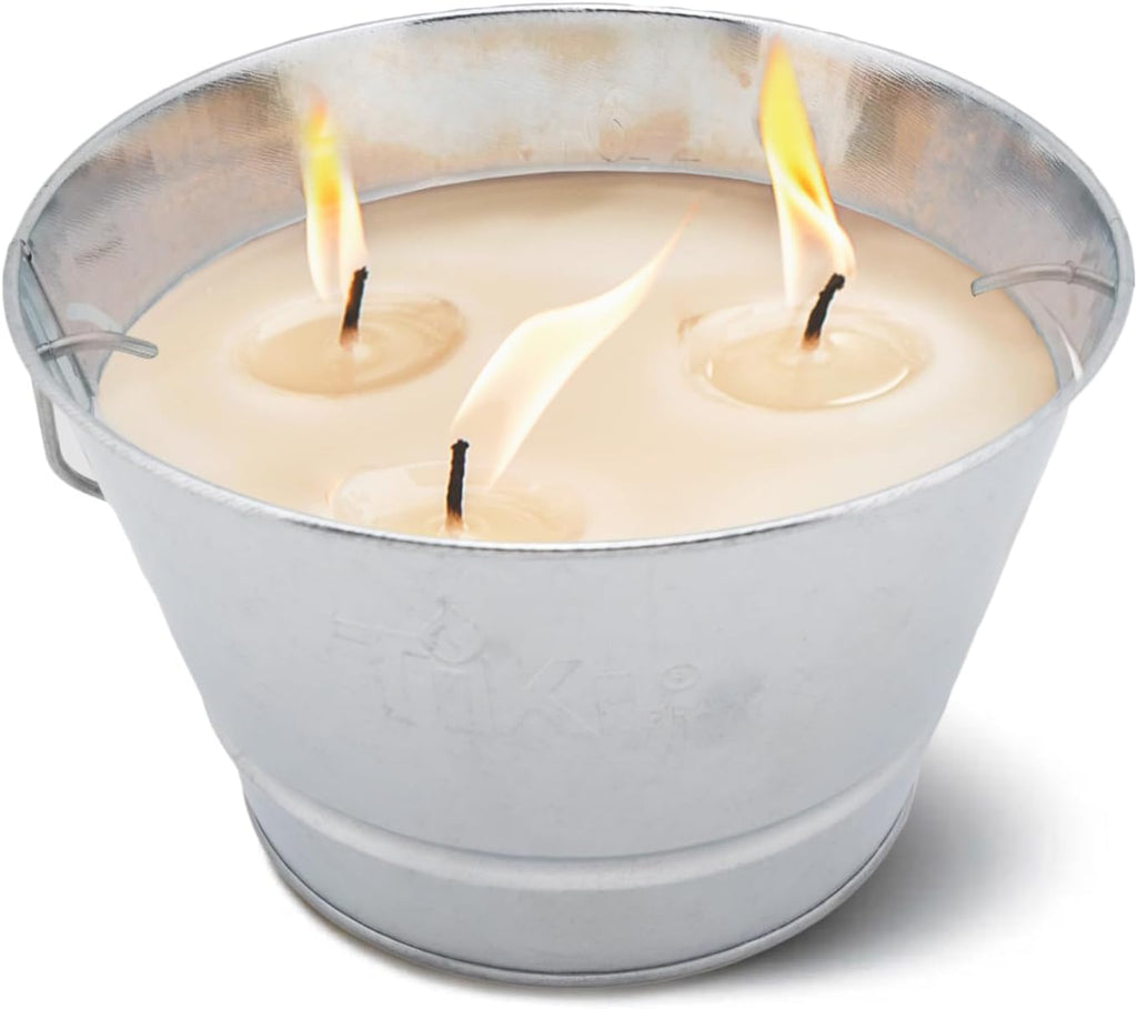 TIKI Citronella Candle Bucket for Outdoors, Triple-Wick Galvanized Metal | Citronella formula helps repel mosquitoes